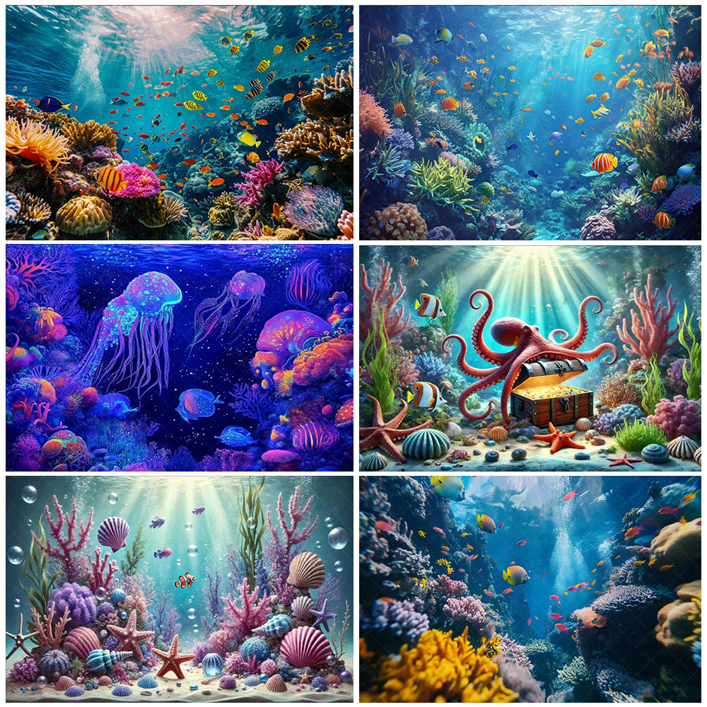 Marine Aquarium Aquascape - Underwater World Party Decoration Backdrop Ocean