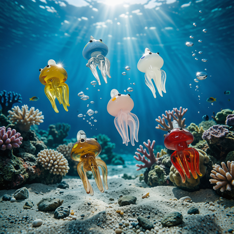 Colorful Mini Jellyfish Glass  - Aquarium And Marine avis et prix